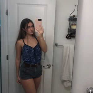 Blue patterned tank top